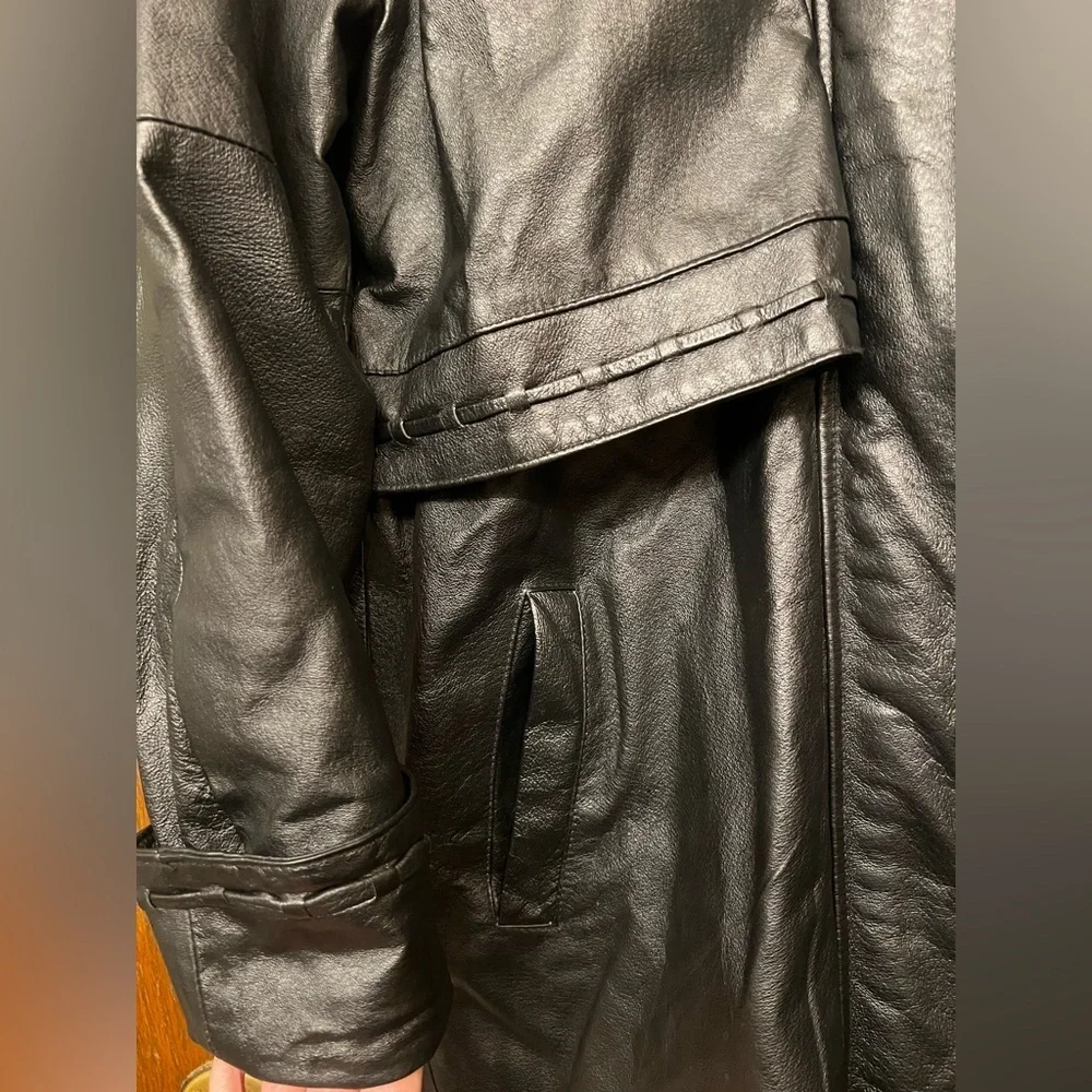 Phase Two Heavy LEATHER Hooded Coat Anorak Windbreaker Men’s Large, Women’s XL